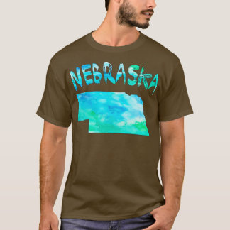 孤立カラフルしたネブラスカ州の水彩地図 Tシャツ