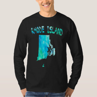 孤立カラフルしたロードアイランド州マップ(Waterc) Tシャツ