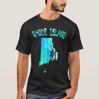 孤立カラフルしたロードアイランド州マップ(Waterc) Tシャツ