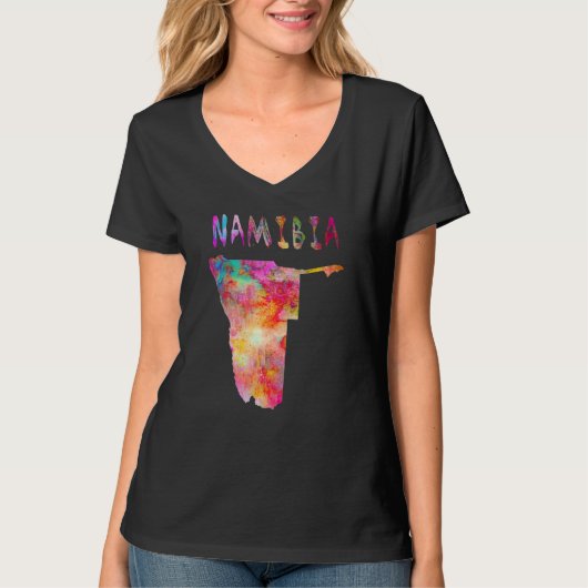 孤立カラフルナミビアの水彩色の地図 Tシャツ (正面)
