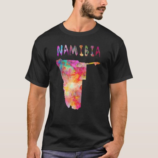 孤立カラフルナミビアの水彩色の地図 Tシャツ (正面)
