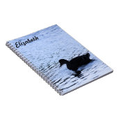 孤高のアヒル野生生物湖の波紋写真 ノートブック (右側)