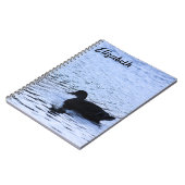 孤高のアヒル野生生物湖の波紋写真 ノートブック (左側)