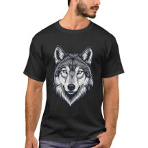 孤高の狼ヘッドグラフィックTシャツ