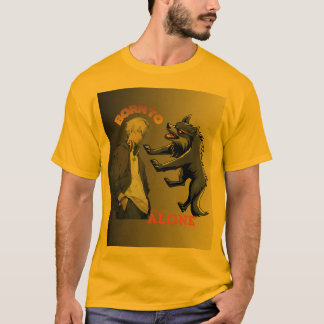 孤高の生まれ変わり - アニメ少年とオオカミの霊感デザイン Tシャツ