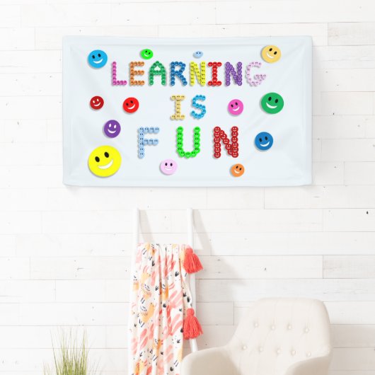 学はおもしろいスマイリーフェイス 横断幕 (インサイチュ)