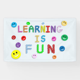 学はおもしろいスマイリーフェイス 横断幕