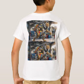 学びの旅へと咆哮する | トラライオン学校 Tシャツ (裏面)