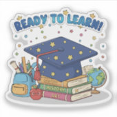 学ぶ準備はできています かわいい文房具 卒業 シール (正面)