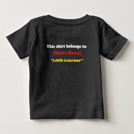 "学ぶ準備はできてる!輝く準備もできてる!" – かわいい幼稚園 ベビーTシャツ (裏面)