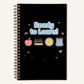 学ぶ準備はできましたか かわいい新学期デザイン ノートブック (正面)
