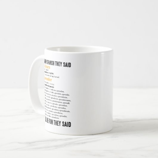 学スペインの彼らが言ったおもしろいだおもしろい コーヒーマグカップ (正面左)