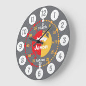 学タイムグレー赤を男の子の車の時計と呼ぶ ラージ壁時計 (傾斜)