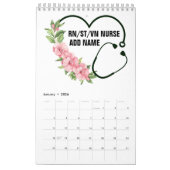 学パーソナライズされた生登録退役軍人ナース名 カレンダー (1月 2026)