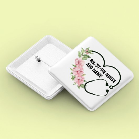 学パーソナライズされた生登録退役軍人ナース名 缶バッジ