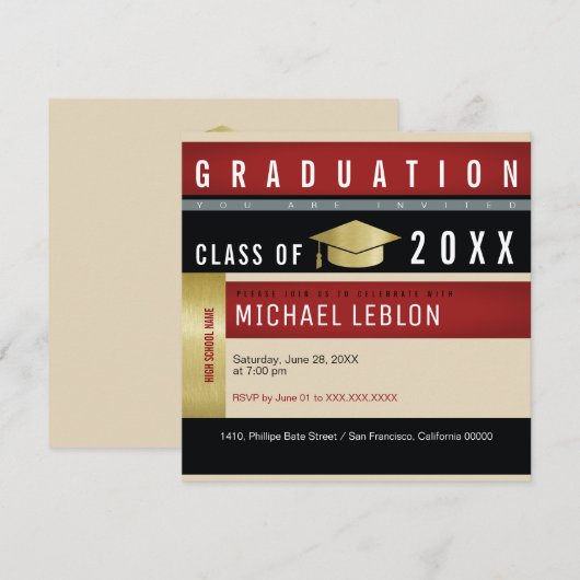 学モダン生招待状 招待状 (正面/裏面)