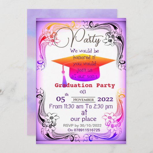 学位を修了する 招待状 (正面/裏面)