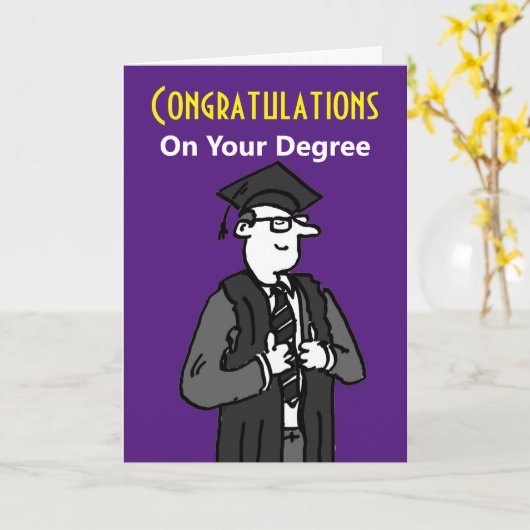 学位を取ることおめでとう – 男性のために カード (黄色い花)