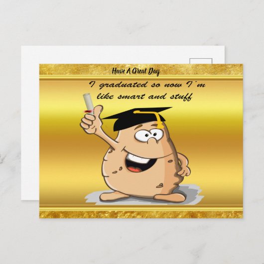 学位を持つ卒業ポテトキャラクター 案内ポストカード (正面/裏面)