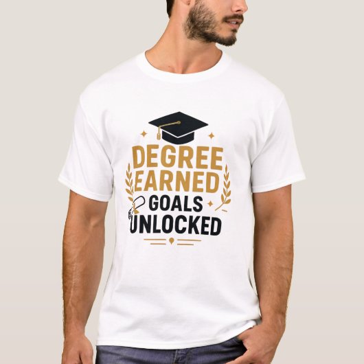 学位取得 目標達成 卒業おめでとう Tシャツ (正面)