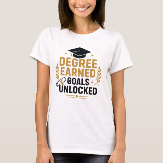 学位取得 目標達成 女子卒業式 Tシャツ
