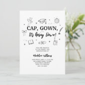 学位帽とドレスが最高に！卒業のお祝い招待状 招待状 (スタンド正面)