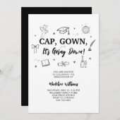 学位帽とドレスが最高に！卒業のお祝い招待状 招待状 (正面/裏面)