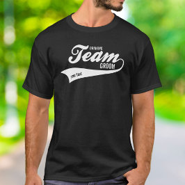 学士おもしろいチームグルームドリンクスポーツロゴ Tシャツ