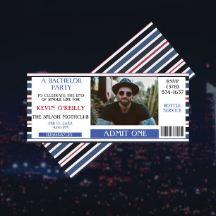 学士号またはStagパーティーフォト招待状チケット 招待状