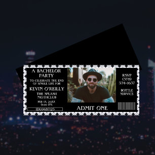 学士号またはStagパーティーフォト招待状チケット 招待状