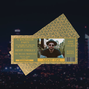 学士号またはStagパーティーフォト招待状チケット 招待状