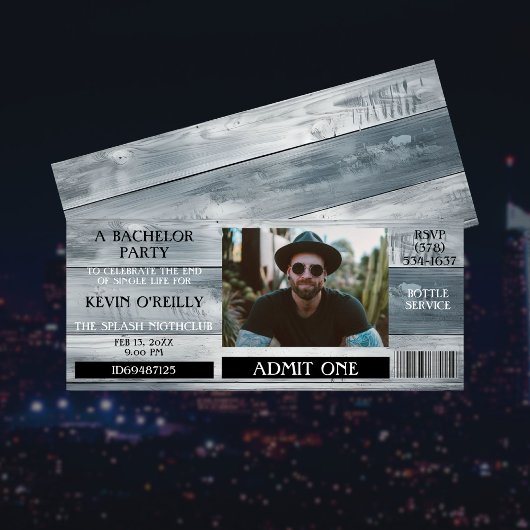 学士号またはStagパーティーフォト招待状チケット 招待状