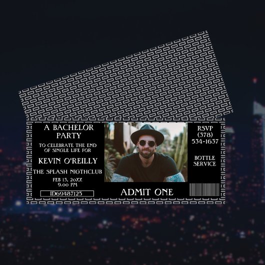 学士号またはStagパーティーフォト招待状チケット 招待状