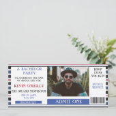 学士号またはStagパーティーフォト招待状チケット 招待状 (スタンド正面)