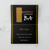 学士号BAおめでとう名前をカスタムする カード (内部)