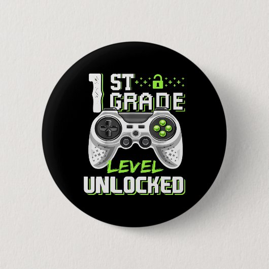 学年レベルのロック解除ゲーマー小学生の最初の日 缶バッジ (正面)