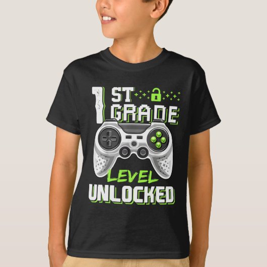 学年レベルのロック解除ゲーマー小学生の最初の日 Tシャツ (正面)