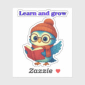 学成長 – かわいい読フクロウのステッカー(3") シール (シート)