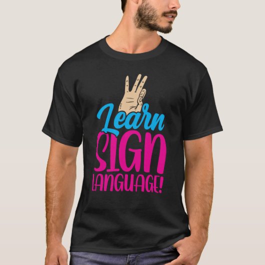 学手話ジェスチャー認識度趣味 Tシャツ (正面)