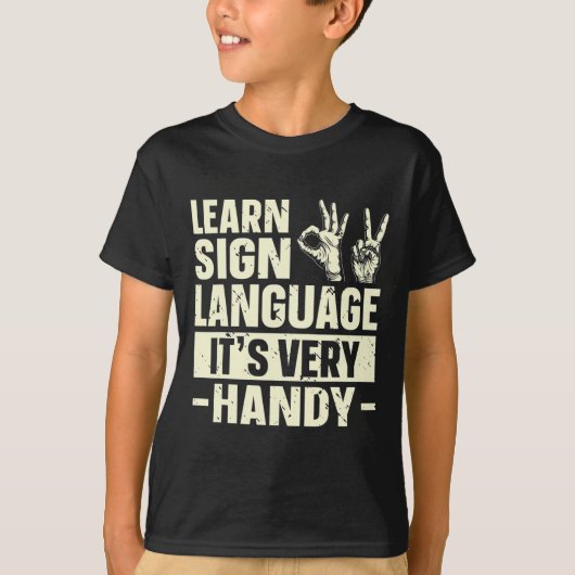 学手話ASL認識度 Tシャツ (正面)