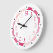 学時計 – ピンク色の色合い ラージ壁時計 (傾斜)