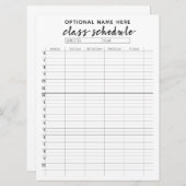 学期リマインダーカードのクラススケジュール メニュー (正面/裏面)