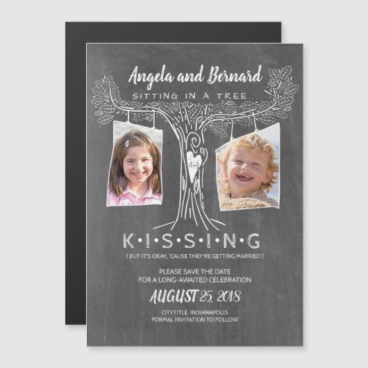 学校おもしろいの写真 | Love Oak Tree日付を保存 マグネット招待状 (正面/裏面)