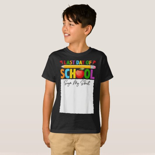 学校おもしろいの最終日がシャツのサインG Tシャツ (正面フル)