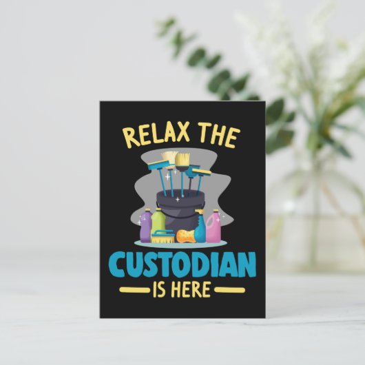 学校おもしろい保管者清掃清掃清掃員 ポストカード (スタンド正面)