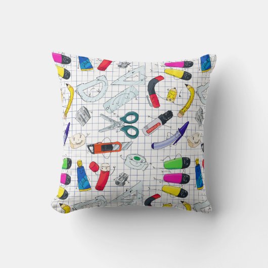 学校おもしろい用品キャラクター クッション (正面)