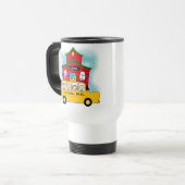 学校およびスクールバスのTシャツおよびギフト トラベルマグ (正面左)