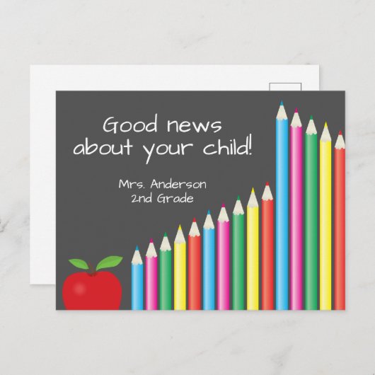 学校からの黒板および鉛筆|のよいニュース ポストカード (正面/裏面)