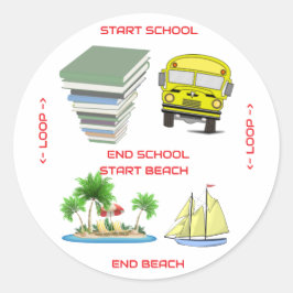学校からビーチ ラウンドシール
