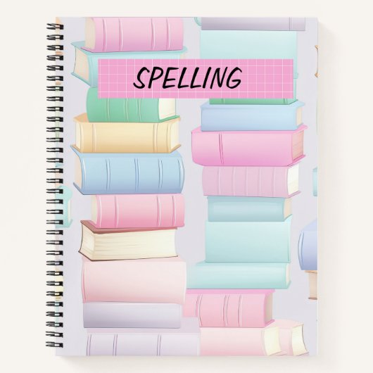 学校かわいらしの本のパステルスタック ノートブック (正面)